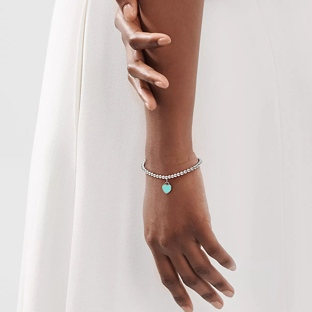 Tiffany Blue¨ Heart Tag Bead Bracelet in Silver, 4 mm