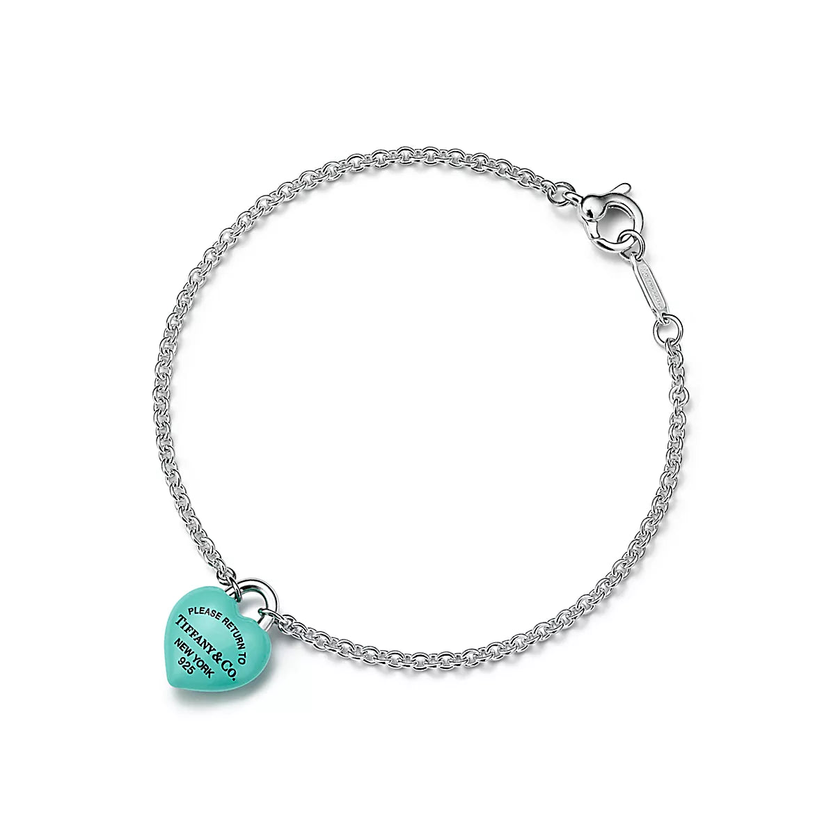 Full Heart Bracelet in Sterling Silver with Tiffany Blue¨