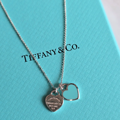 Double Heart Tag Pendant in Silver
