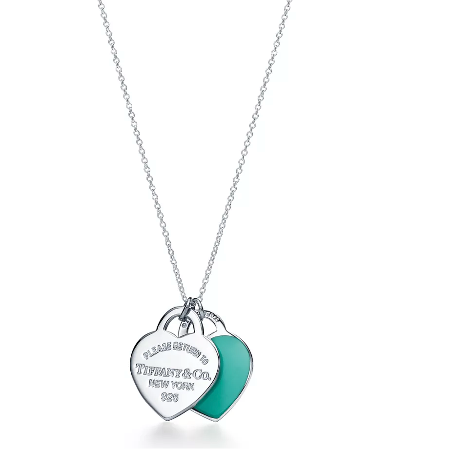 Double Heart Tag Pendant in Silver